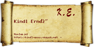 Kindl Ernő névjegykártya